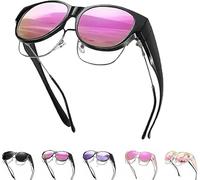 Filterseed Sunglasses, 2025 New Polarized Protection Trendy Round Cat-eye Sunglasses, Polarized Sunglass Fit Over Glasses, Round Frame Sun Shades for Driving Traveling Fishing & Cycling (Black-red)