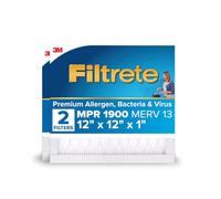 Filtrete Filtro de aire de 12 x 12 x 1, MPR 1900, MERV 13, filtros de aire plisados de 1 pulgada para una vida saludable para alérgenos de 3 meses, 2 filtros