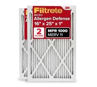 Filtrete Filtro de aire de 16 x 25 x 1 pulgadas, MPR 1000, MERV 11, defensa contra microalérgenos, filtros de aire plisados de 1 pulgada de 3 meses, 2 filtros