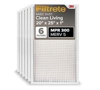 Filtrete Filtro de aire de 20 x 25 x 1, MPR 300, MERV 5, Clean Living Basic Dust 3 meses plisados filtros de aire de 1 pulgada, 6 filtros