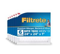 Filtrete Filtro de aire MPR 1900 MERV 13 de 24 x 24 x 1, para vida saludable, mejor alérgeno, paquete de 6 (dimensiones exactas 23.81 x 23.81 x 0.78)