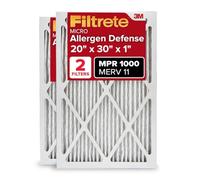 Filtrete Filtro de aire para caldera de aire acondicionado, MERV 11, MPR 1000, defensa contra microalérgenos, filtro electrostático plisado de 3 meses de 1 pulgada, paquete de 2 unidades (tamaño real