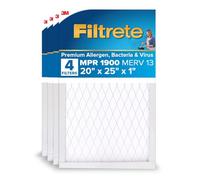 Filtrete Filtro de aire para caldera de aire acondicionado, MERV 13, MPR 1900, filtro prémium para alérgenos, bacterias y virus, filtro de limpieza electrostático plisado de 3 meses de 1 pulgada,