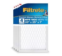 Filtrete Filtro de aire para caldera de aire acondicionado, MERV 13, MPR 1900, filtro prémium para alérgenos, bacterias y virus, filtro de limpieza electrostático plisado de 3 meses de 1 pulgada,