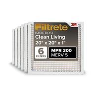 Filtrete Filtro de aire para caldera de aire acondicionado, MERV 5, MPR 300, captura partículas no deseadas, filtro electrostático plisado de 3 meses de 1 pulgada, paquete de 6 unidades (tamaño real