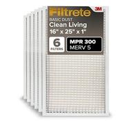Filtrete Filtro de aire para caldera de aire acondicionado, MERV 5, MPR 300, captura partículas no deseadas, filtro electrostático plisado de 3 meses de 1 pulgada, paquete de 6 unidades (tamaño real