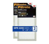 Filtrete Filtro de aire para horno de CA de 12 x 24 x 1 pulgadas, MERV 13, MPR 2200, filtro Elite para alérgenos, bacterias y virus, filtro electrostático plisado de 3 meses, paquete de 2 unidades