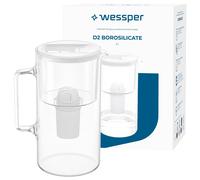 Filtro Agua Jarra Cristal 3L Wessper D2 BOROSILICATE con Cartuchos Blanco