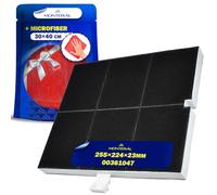 Filtro Carbon Activo para Campana Extractora 255 x 224 x 23 mm con Código Original 00361047 361047 para Bosch para Balay para Siemens para Neff - Completo con Bayeta Microfibra - MONTERAL