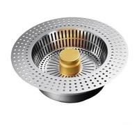 Filtro colador de acero inoxidable para fregadero y lavabo de verduras para retener los desechos de alimentos y preservar la integridad del sistema de drenaje (acero inoxidable dorado)