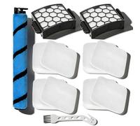 Filtro completo para aspiradora vertical Shark LA502 LA455 LA500 Rotator Lift-Away ADV DuoClean PowerFins, 1 cepillo de rodillo suave, 2 filtros HEPA, 4 filtros de espuma y fieltro, lavable y