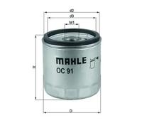 Filtro de aceite Filtro enroscable OC 91D MAHLE para BMW K R 850 R 1100 R 1150