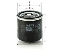 MANN-FILTER Filtro de aceite NISSAN NOTE, NISSAN JUKE, MAZDA 3, KIA RIO, HYUNDAI ATOS (W 67/1)
