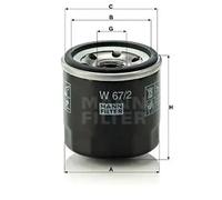 Filtro de aceite Filtro enroscable W 67/2 MANN-FILTER para SUZUKI CHEVROLET OPEL