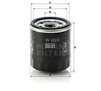 Filtro de aceite Filtro enroscable W 68/3 MANN-FILTER para TOYOTA DAIHATSU GEELY
