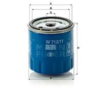 Filtro de aceite Filtro enroscable W 712/11 MANN-FILTER para PEUGEOT TALBOT