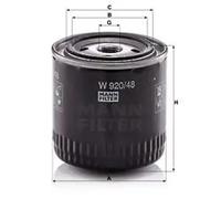 Filtro de aceite Filtro enroscable W 920/48 MANN-FILTER para NISSAN VW