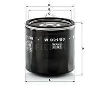 Filtro de aceite Filtro enroscable W 921/80 MANN-FILTER para ISUZU MITSUBISHI