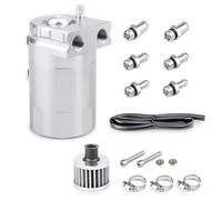 Filtro de aceite motor Depósito De Recogida De Aceite Universal De Aluminio Con Deflectores, Separador De Aceite Con Filtro De Ventilación De 300 Ml(Silver)