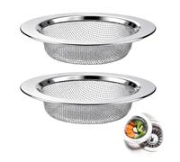 Filtro de Acero Inoxidable para Fregadero y Lavabo, Juego de 2 coladores de Cocina, tapón de Fregadero, Rejilla Anti-obstrucción, colador de desagüe, Filtro de desagüe 7,5 cm para Ducha y bañera