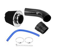 Filtro de admisión de aire frío automático para automóvil con tubo de inducción, filtro de aire de inducción de automóvil universal de 76 mm y 3 pulgadas con accesorios de tubería(Negro carbón)