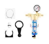 Filtro de Agua con Manómetro, Filtro de Retrolavado Filtro de Cal de 1 Pulgada Grifo con Filtro de Tamiz Autolimpiante Conexión Doméstica Filtro de Agua Doméstico de Latón