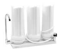 Filtro de agua de 3 etapas de mesa, sistema de filtración con grifo + cartuchos de 10 pulgadas, sedimentos de carbón activo