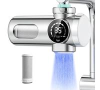 Filtro de agua para grifo con indicador LED, filtro de agua para grifo, filtro de agua potable elimina cloro, metales pesados y cal, esterilización UV, filtro de agua del grifo (con filtro) para