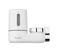 Filtro de Agua para Grifo Ibergrif, Sistema de Filtración de Agua del Grifo (1 Filtro Incluido), Filtra Cloro, Sedimentos y Metales Pesados, Apto para la Mayoría de Grifos, Blanco,M91007