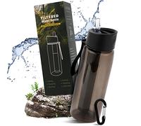 Filtro de Agua Personal Purificador Agua Portatil Botella Agua Filtro Por Viaje Filtro de Agua para Familia Emergencia Supervivencia Acampada Viaje Mochilero al Aire Libre, 640ml (BLACK)