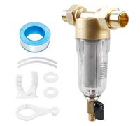 Filtro de agua reutilizable: prefiltro de agua de 1 pulgada, filtro de sedimentos, filtro de retrolavado, filtro de agua, combinación de filtros con adaptador de 3/4", prefiltro lavable para conexión