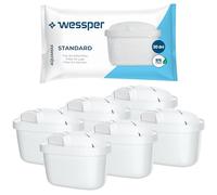 Filtro de agua Wessper para Brita Maxtra+, 6 paquetes de cartuchos con carbón activo y resina intercambiadora, compatible con jarra Brita Marella y Maxtra, WES003-6R