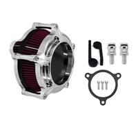 Filtro de aire de admisión cromado para Harley Sportster XL48 Dyna FXDLS Touring Electra Road Glide Softail FLSTNSE Esponja poliuretano denso Alta permeabilidad y fl(Red Filter D)