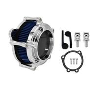 Filtro de aire de admisión cromado para Harley Sportster XL48 Dyna FXDLS Touring Electra Road Glide Softail FLSTNSE Esponja poliuretano denso Alta permeabilidad y fl(Blue Filter A)