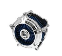 Filtro de aire de admisión cromado para motocicleta, repuesto compatible con Harley Softail, Dyna, Sportster, Touring y Glide. Colector goma 45° universal Esponja poliuretano d(Blue c)