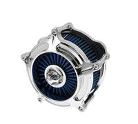 Filtro de aire de admisión cromado para motocicleta, repuesto compatible con Harley Softail, Dyna, Sportster, Touring y Glide. Colector goma 45° universal Esponja poliuretano d(Blue a)