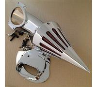 Filtro de aire de admisión tipo cono con punta y filtro rojo compatible con Yamaha V-Star 1100 Dragstar XVS1100 1999-2012 cromado