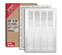 Filtro de aire de retorno de acero resistente de 20 x 25 pulgadas [cara/puerta extraíble] para rejilla de cubierta de conducto HVAC de filtros de 1 pulgada, color blanco. Dimensiones exteriores: 22