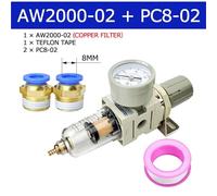 Filtro de aire for compresor neumático AW2000-02, tratamiento de filtros, regulador de presión, manómetro y separador de aceite.(AW2000-02 C PC8-02)