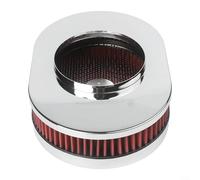 Filtro de aire ovalado de 12 x 2 pulgadas no tejido negro/rojo para conector de 5-1/8 pulgadas, limpiador eficiente del flujo de aire del motor que mejora el rendimiento y la filtración, construcción