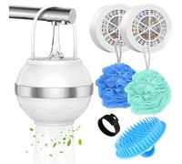 Filtro de baño de 8 etapas con 2 cartuchos de filtro, filtro de agua de baño para bebés y adultos, elimina el cloro, filtro de agua dura para bañera con bola de ducha portátil y cepillo de champú