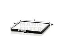 Filtro de cabina detrás de la guantera Filtro de partículas CU 1910 MANN-FILTER