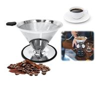 Filtro de café de acero inoxidable, reutilizable, cono doble, para verter sobre café (estilo A, S)