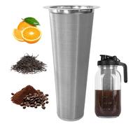 Filtro de café frío para tarro Mason de boca ancha, colador de acero inoxidable 304 para cafetera helada, té de sol y cafetera fría (cono de 64 onzas)
