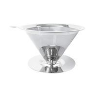 Filtro de café reutilizable, soporte para gotero, cesta de embudo, colador de malla, acero inoxidable, solución descalcificadora
