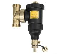 Filtro de calentador de agua compatible con sistemas de calefacción central con pantalla de separación radial, ajuste de gravedad y válvula de drenaje manual (DN32/1-1/4 macho)