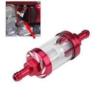 Filtro de Combustible de Aceite de Gas en Línea de Vidrio Metálico Reemplazo de Rosca de 8mm para Filtro de Combustible de Motocicleta (Rojo)