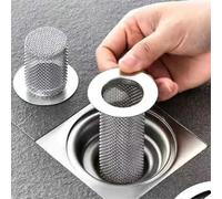 Filtro de drenaje de piso de malla de acero inoxidable para fregadero de cocina, tina, atrapapelos, red de ducha antiobstrucción (10 unidades, plateado)