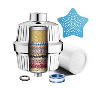 Filtro de Ducha Cobbe 34 Etapas con Vitamina C para Agua Dura, Filtro Antical con 2 Cartuchos para Eliminar Cloro y Metales Pesados, Filtro de Ducha Cromado
