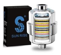 Filtro de ducha de 20 etapas, filtro de cabezal de ducha para agua dura, 1 cartucho de recambio, filtro de agua de ducha de alto caudal que elimina cloro y fluoruros, cromado pulido